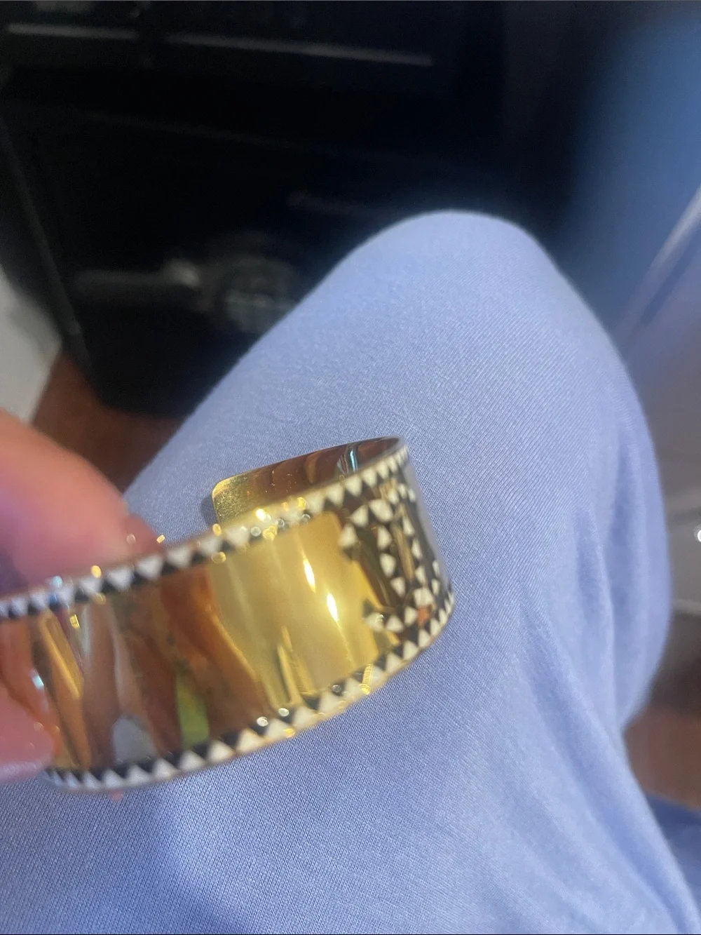 Gold Tone Studded Cuff Bracelet - Designer Inspired COPY